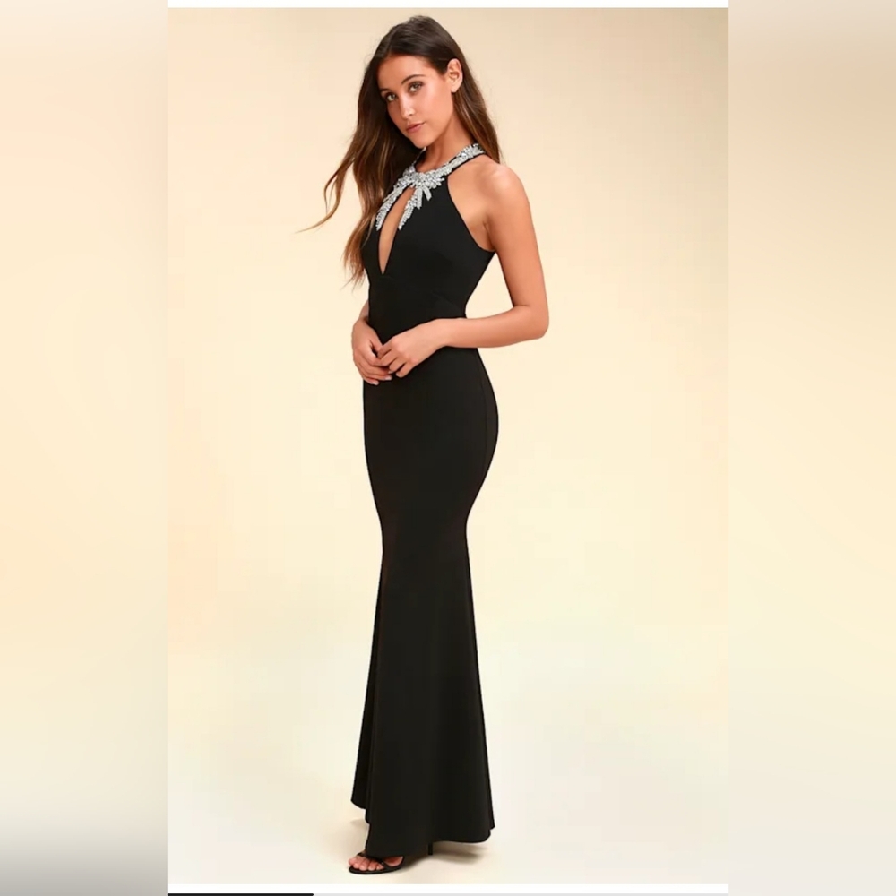 Glow and Behold Black Beaded Maxi Dress